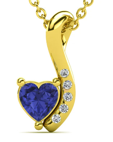 Heart Necklace with Colored Heart Shape Stones