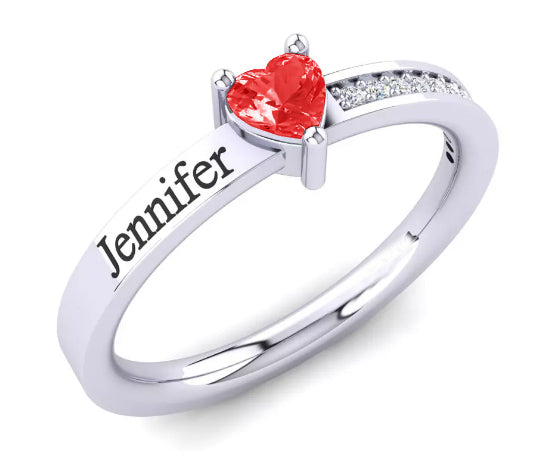 Personalized Ring with Heart Shape Stone