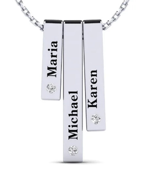 Vertical Flat Bar Family Name Necklace