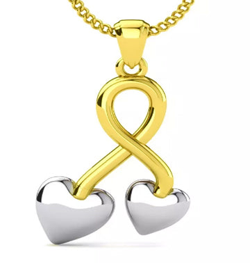 Two-toned Double Heart Pendant Necklace