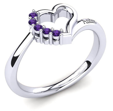 Heart Shape Ring with Colored Stones